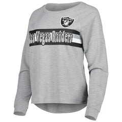 Las Vegas Raiders Juniors All Striped Up Raglan Long Sleeve T-Shirt - Heathered Gray for sale