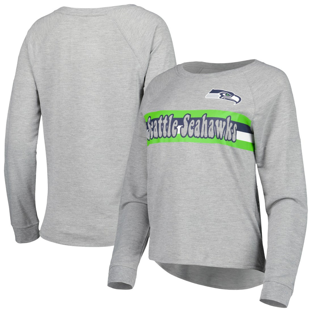 Seattle Seahawks Juniors All Striped Up Raglan Long Sleeve T-Shirt - Heathered Gray discount