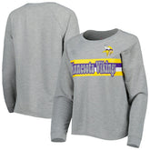 Minnesota Vikings Juniors All Striped Up Raglan Long Sleeve T-Shirt - Heathered Gray discount