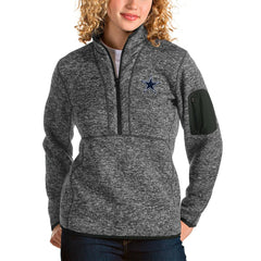 Dallas Cowboys Antigua Women's Fortune Half-Zip Pullover Jacket - Heathered Charcoal on sale