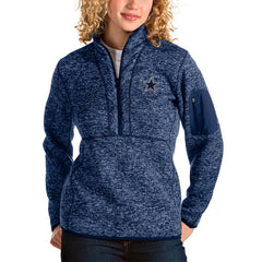 Dallas Cowboys Antigua Women's Fortune Half-Zip Pullover Jacket - Heathered Navy cheap
