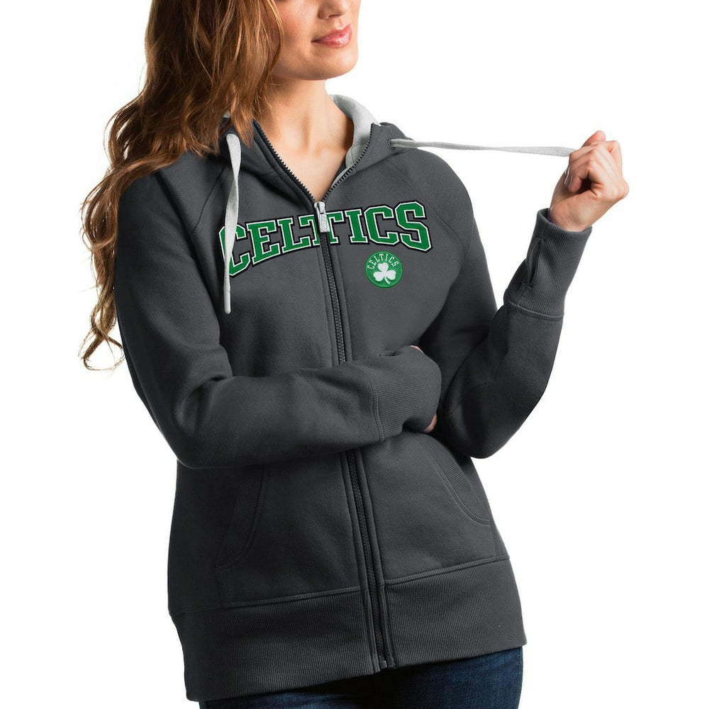 Boston Celtics Antigua Women's Team Victory Full-Zip Hoodie - Charcoal for sale
