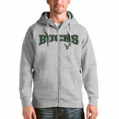Milwaukee Bucks Antigua Victory Full-Zip Hoodie - Heathered Gray shop