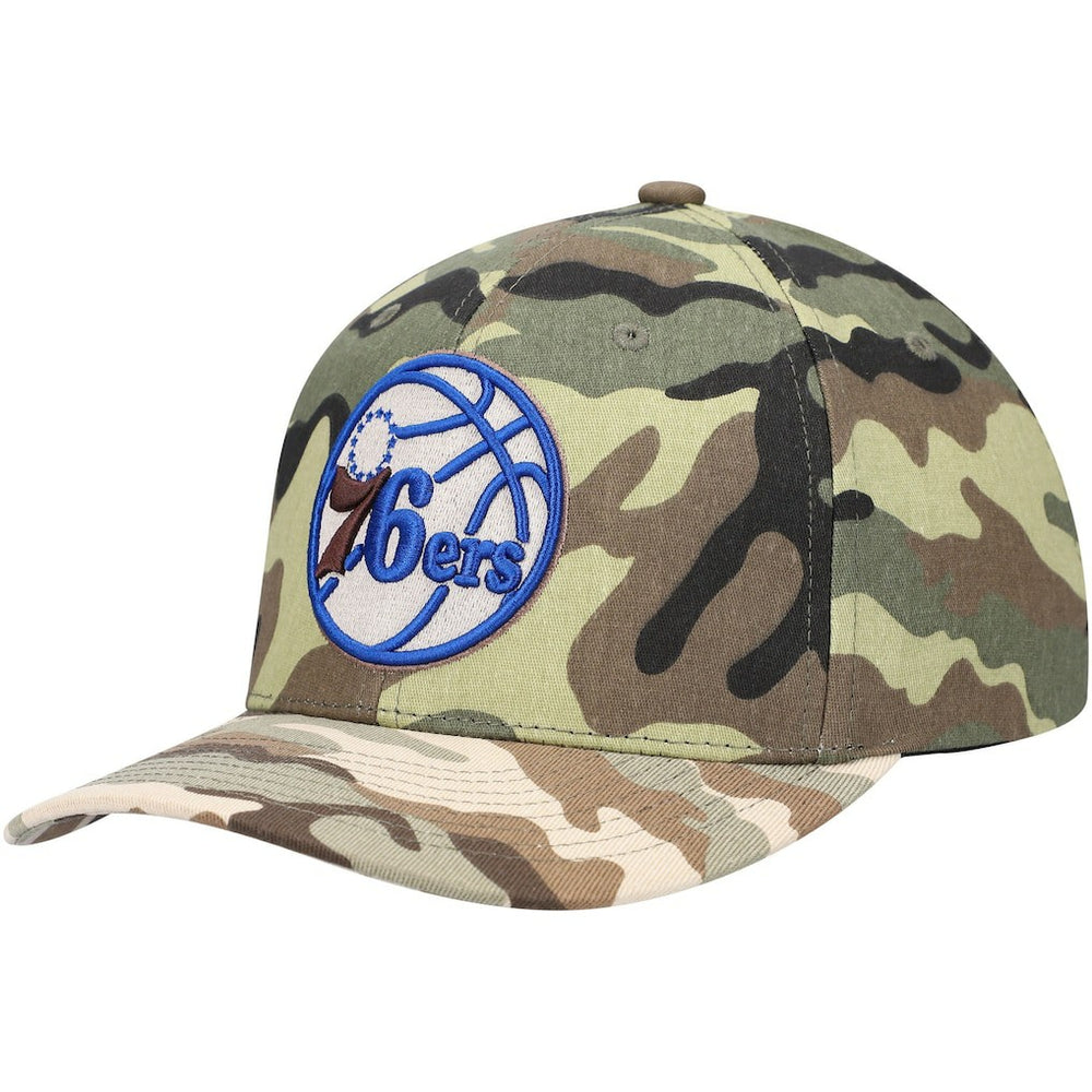 Philadelphia 76ers Woodland Desert Snapback Hat - Camo | Mitchell & Ness sale