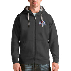 Colorado Avalanche Antigua Logo Victory Full-Zip Hoodie Charcoal