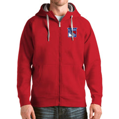 New York Rangers Antigua Logo Victory Full-Zip Hoodie Red