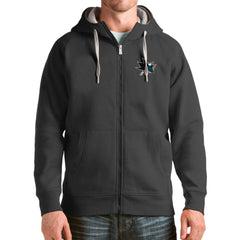 San Jose Sharks Antigua Logo Victory Full-Zip Hoodie Charcoal