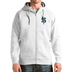 Seattle Kraken Antigua Logo Victory Full-Zip Hoodie White