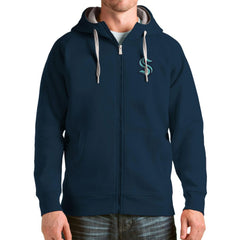 Seattle Kraken Antigua Logo Victory Full-Zip Hoodie Deep Sea Blue