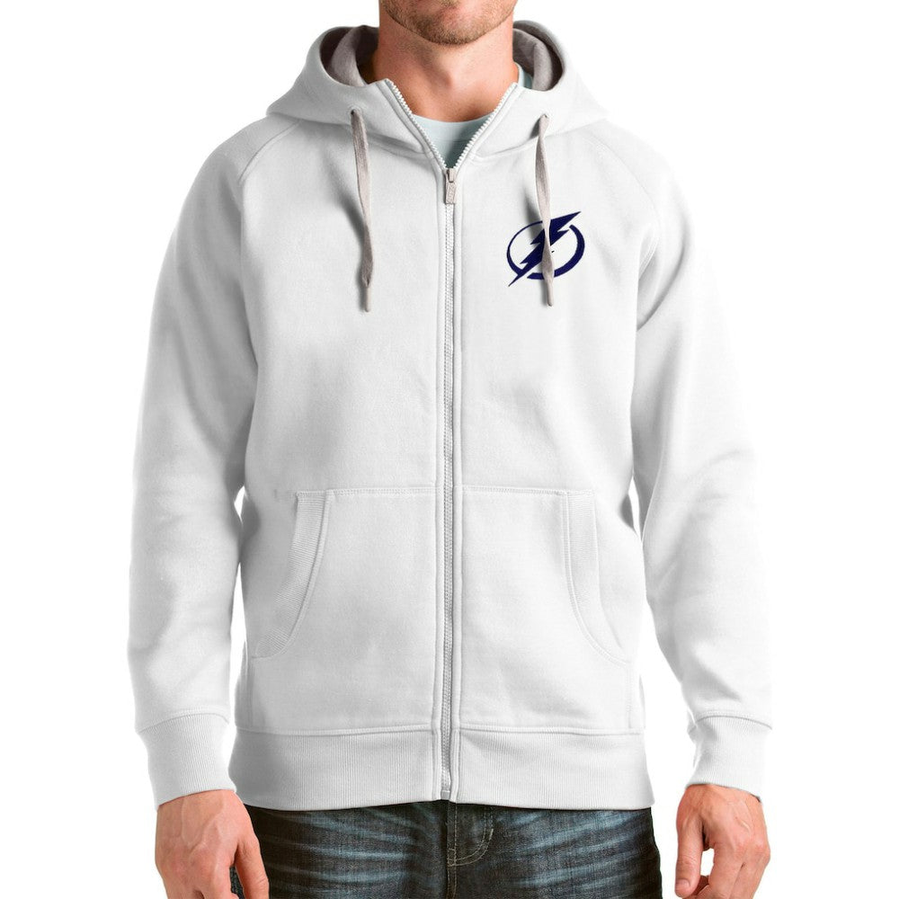 Tampa Bay Lightning Antigua Logo Victory Full-Zip Hoodie White