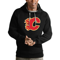 Calgary Flames Antigua Logo Victory Pullover Hoodie Black