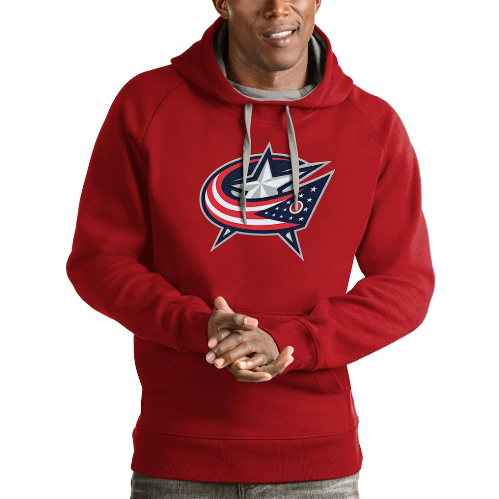 Columbus Blue Jackets Antigua Logo Victory Pullover Hoodie Red