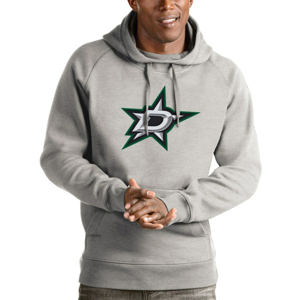 Dallas Stars Antigua Logo Victory Pullover Hoodie Heathered Gray