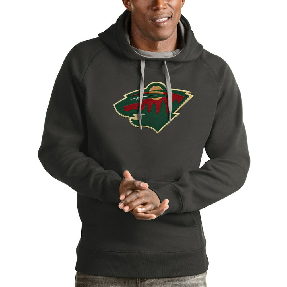 Minnesota Wild Antigua Logo Victory Pullover Hoodie Charcoal