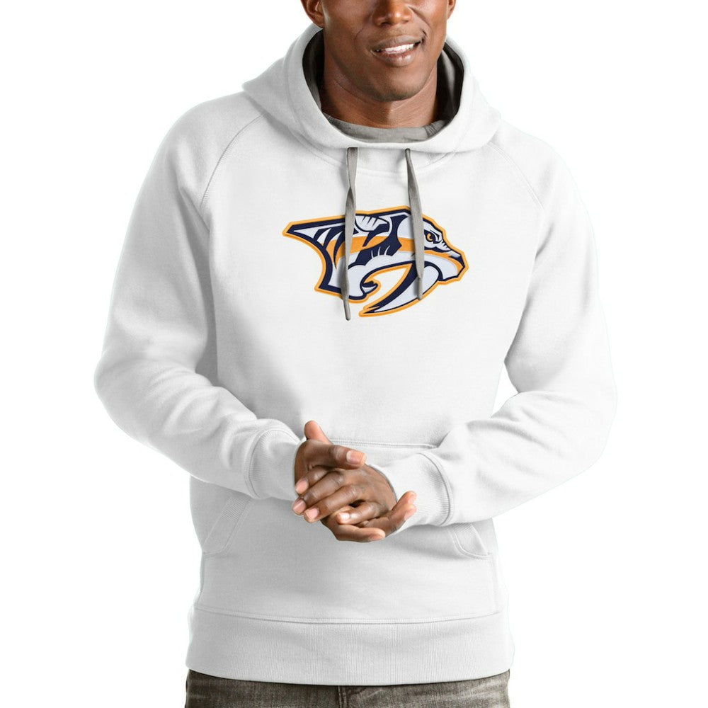 Nashville Predators Antigua Logo Victory Pullover Hoodie White