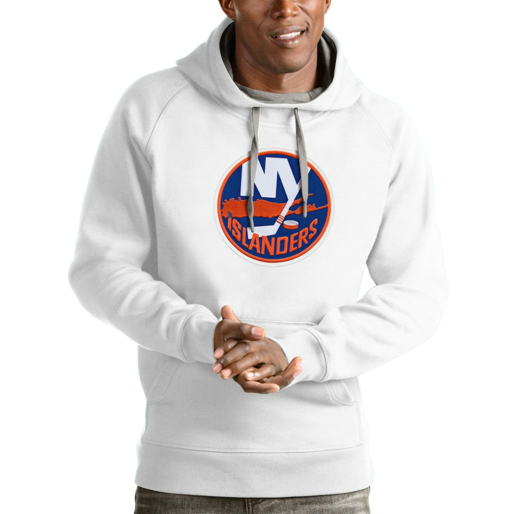 New York Islanders Antigua Logo Victory Pullover Hoodie White