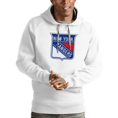 New York Rangers Antigua Logo Victory Pullover Hoodie White