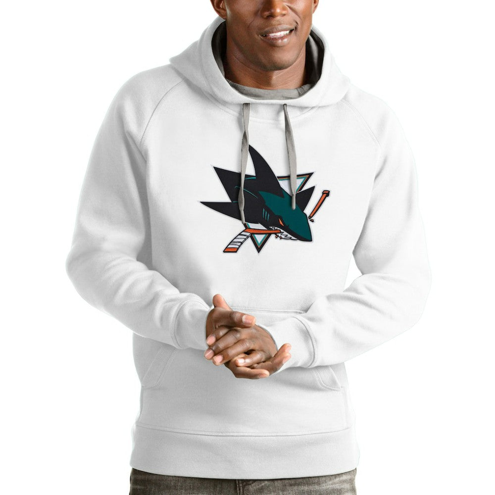 San Jose Sharks Antigua Logo Victory Pullover Hoodie White