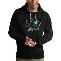 San Jose Sharks Antigua Logo Victory Pullover Hoodie Black