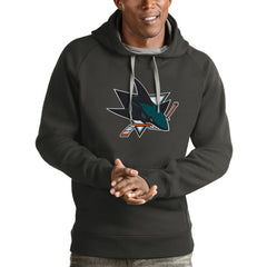 San Jose Sharks Antigua Logo Victory Pullover Hoodie Charcoal