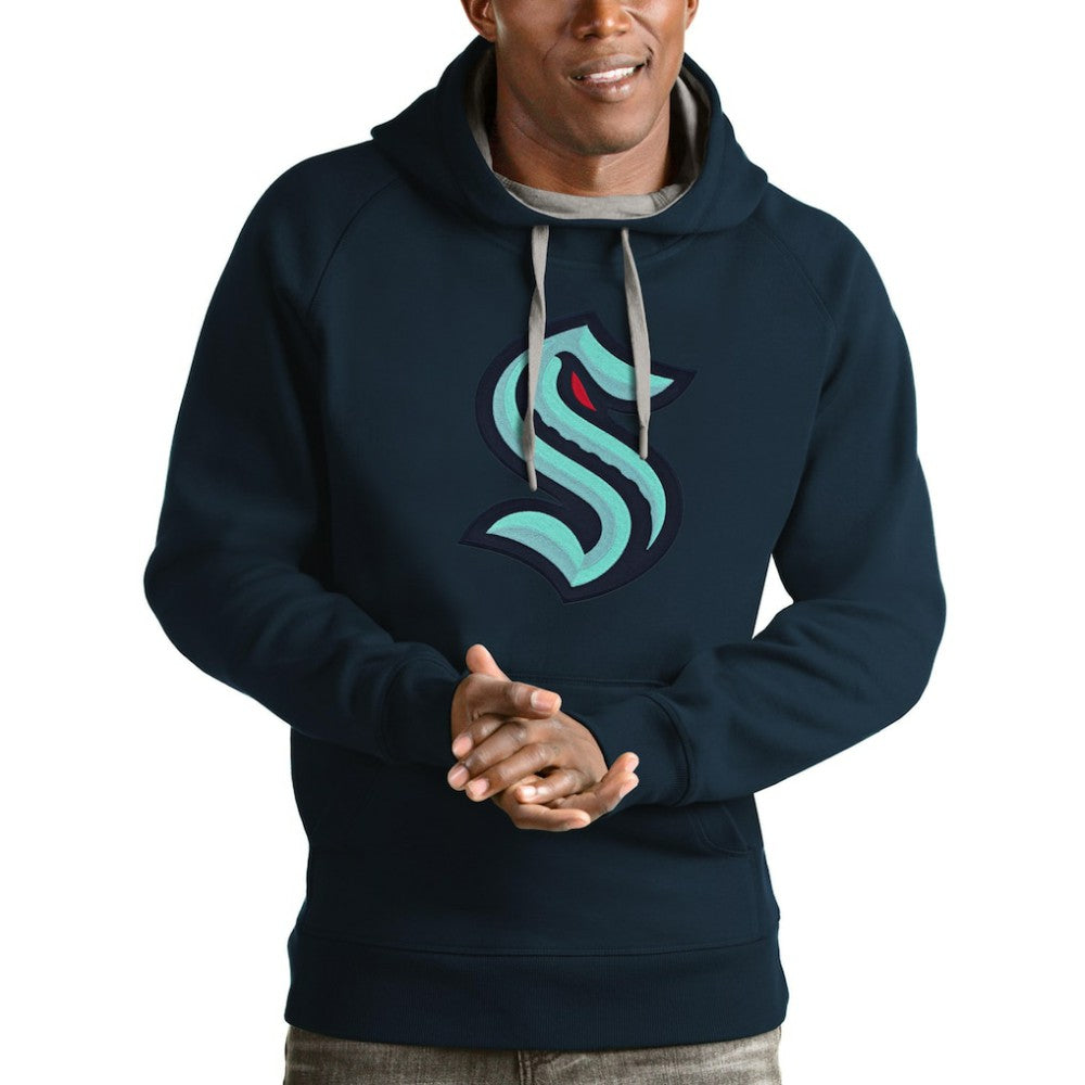 Seattle Kraken Antigua Logo Victory Pullover Hoodie Navy
