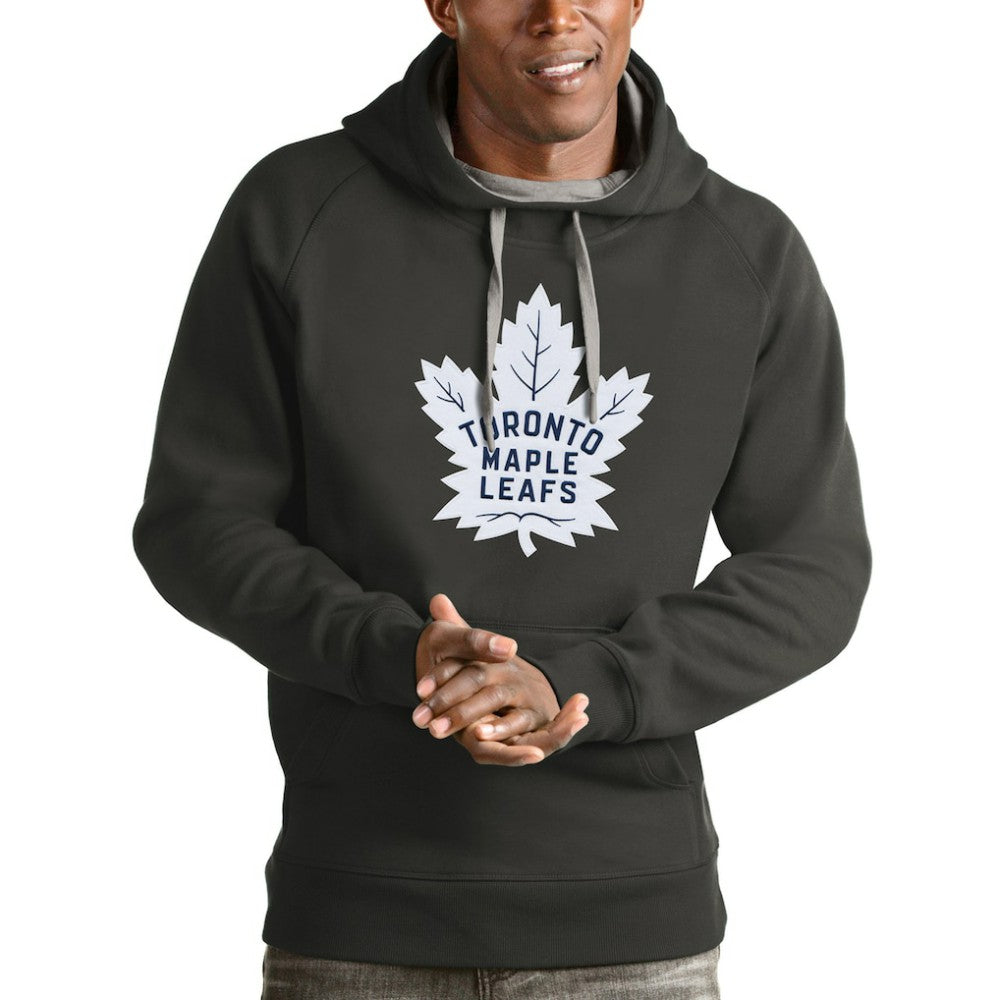 Toronto Maple Leafs Antigua Logo Victory Pullover Hoodie Charcoal