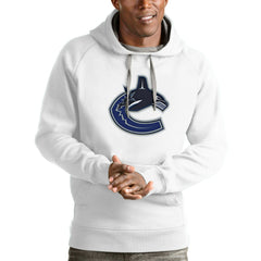 Vancouver Canucks Antigua Logo Victory Pullover Hoodie White