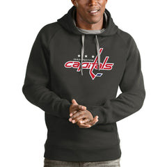 Washington Capitals Antigua Logo Victory Pullover Hoodie Charcoal
