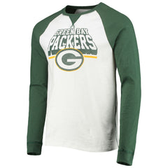 Green Bay Packers Junk Food Colorblock Raglan Long Sleeve T-Shirt - White/Green for sale