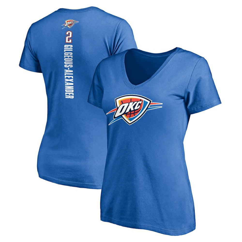 Shai Gilgeous-Alexander Oklahoma City Thunder Women's Playmaker Name & Number V-Neck T-Shirt - Blue outlet