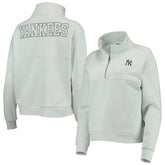 New York Yankees The Wild Collective Women's Two-Hit Quarter-Zip Pullover Top - Light Blue