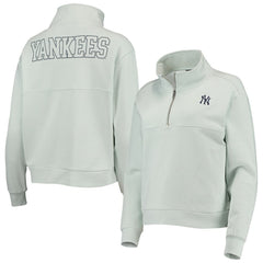 New York Yankees The Wild Collective Women's Two-Hit Quarter-Zip Pullover Top - Light Blue