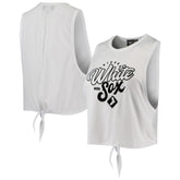 Chicago White Sox The Wild Collective Women's Open Back Twist-Tie Tank Top - White