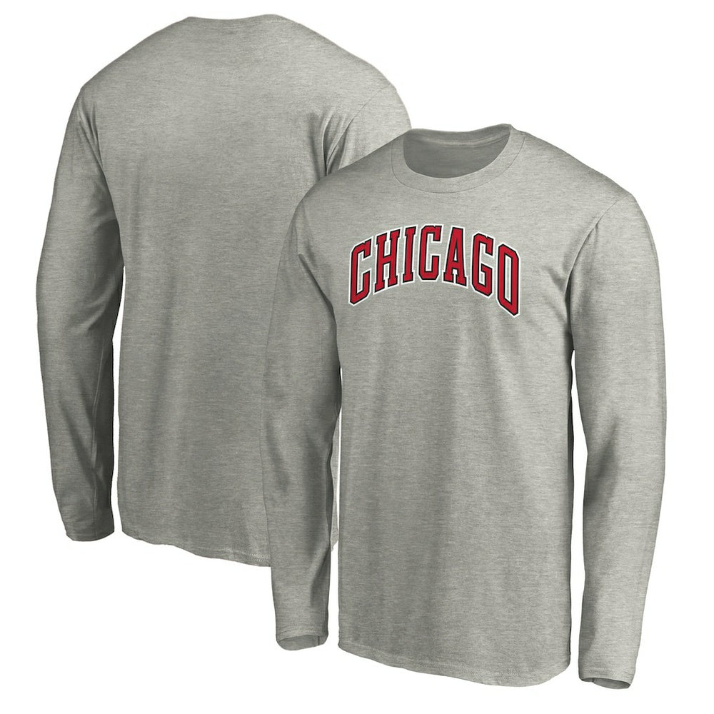 Chicago Bulls Alternate Team Logo Long Sleeve T-Shirt sale - Heathered Gray discount