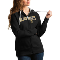 Vegas Golden Knights Antigua Women's Wordmark Victory Full-Zip Hoodie Black