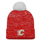 Calgary Flames Fanatics Women's Glimmer Cuffed Knit Hat with Pom Red