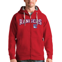 New York Rangers Antigua Wordmark Victory Full-Zip Hoodie Red
