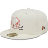 Cleveland Browns New Era Chrome Color Dim 59FIFTY Fitted Hat - Cream discount