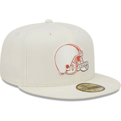 Cleveland Browns New Era Chrome Color Dim 59FIFTY Fitted Hat - Cream discount
