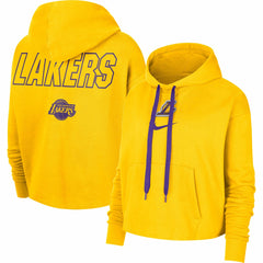 Los Angeles Lakers Women's Courtside Cropped Pullover Hoodie - Gold | Nike for sale