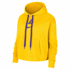 Los Angeles Lakers Women's Courtside Cropped Pullover Hoodie - Gold | Nike for sale