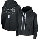 Brooklyn Nets Women's Courtside Cropped Pullover Hoodie - Black | Nike shop