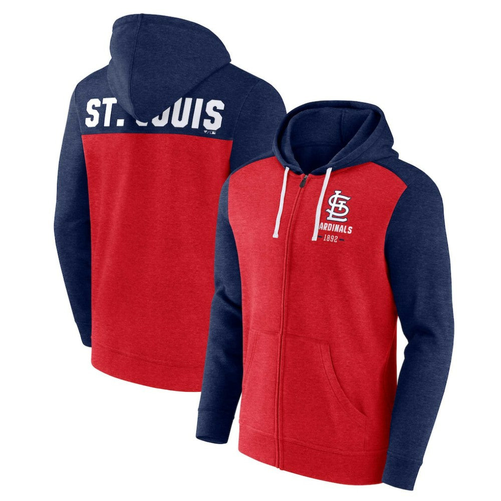 St. Louis Cardinals Blown Away Full-Zip Hoodie - Heathered Red/Heathered Navy