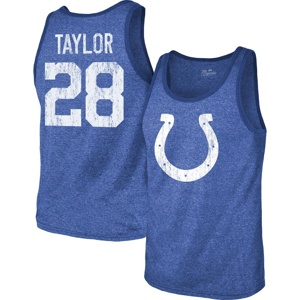 Jonathan Taylor Indianapolis Colts Majestic Threads Player Name & Number Tri-Blend Tank Top - Heathered Royal for sale