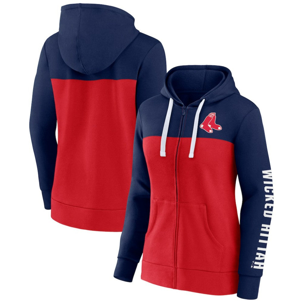 Boston Red Sox Women's Take The Field Colorblocked Hoodie Full-Zip Jacket - Navy/Red