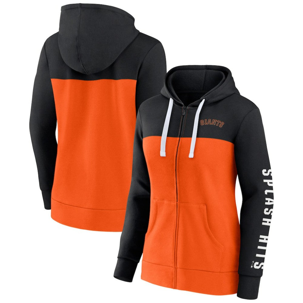 San Francisco Giants Women's Take The Field Colorblocked Hoodie Full-Zip Jacket - Black/Orange