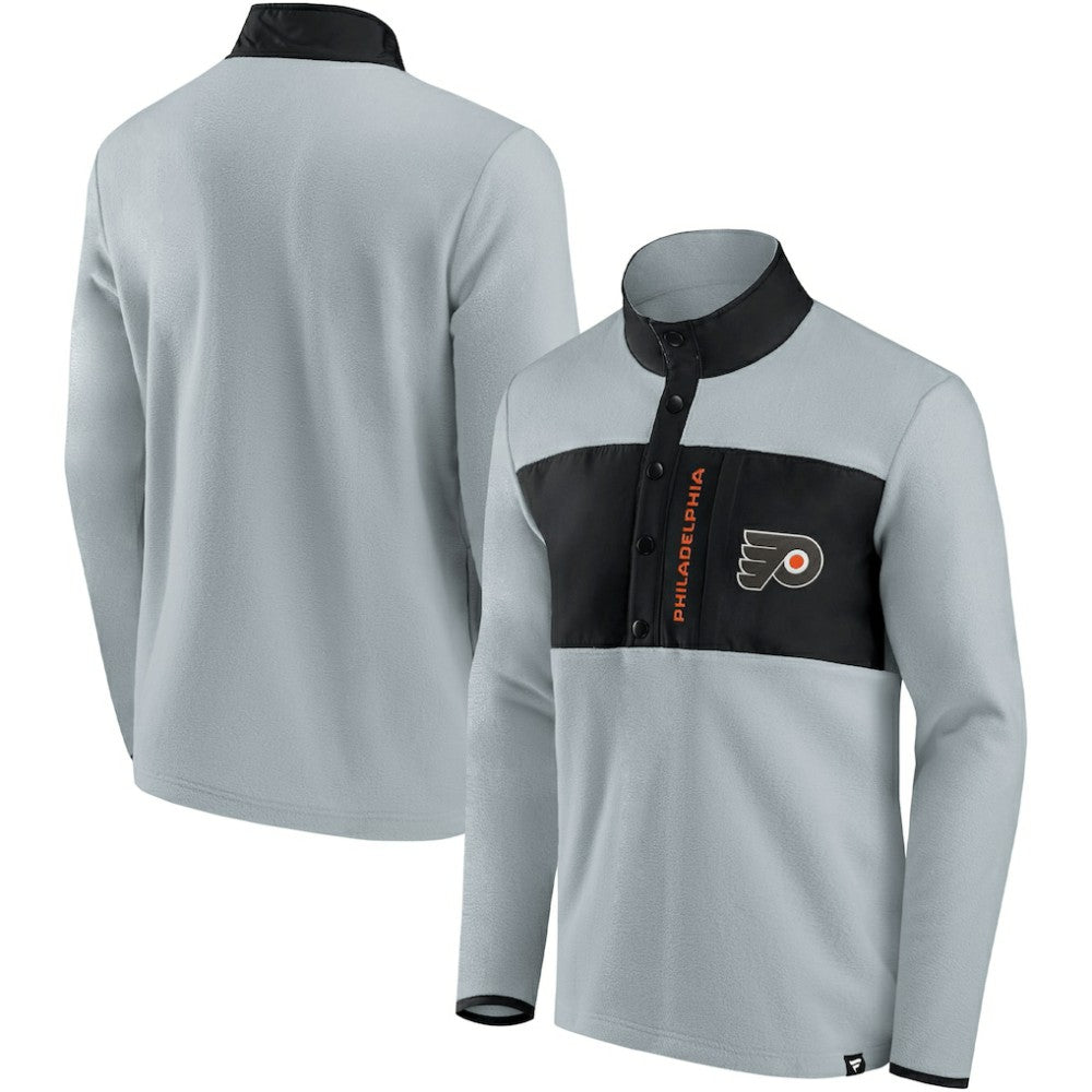 Philadelphia Flyers Fanatics Hockey Polar Fleece Quarter-Snap Jacket Gray/Black