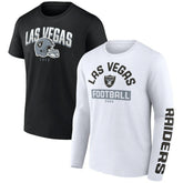 Las Vegas Raiders Long and Short Sleeve Two-Pack T-Shirt - Black/White cheap