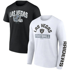 Las Vegas Raiders Long and Short Sleeve Two-Pack T-Shirt - Black/White cheap
