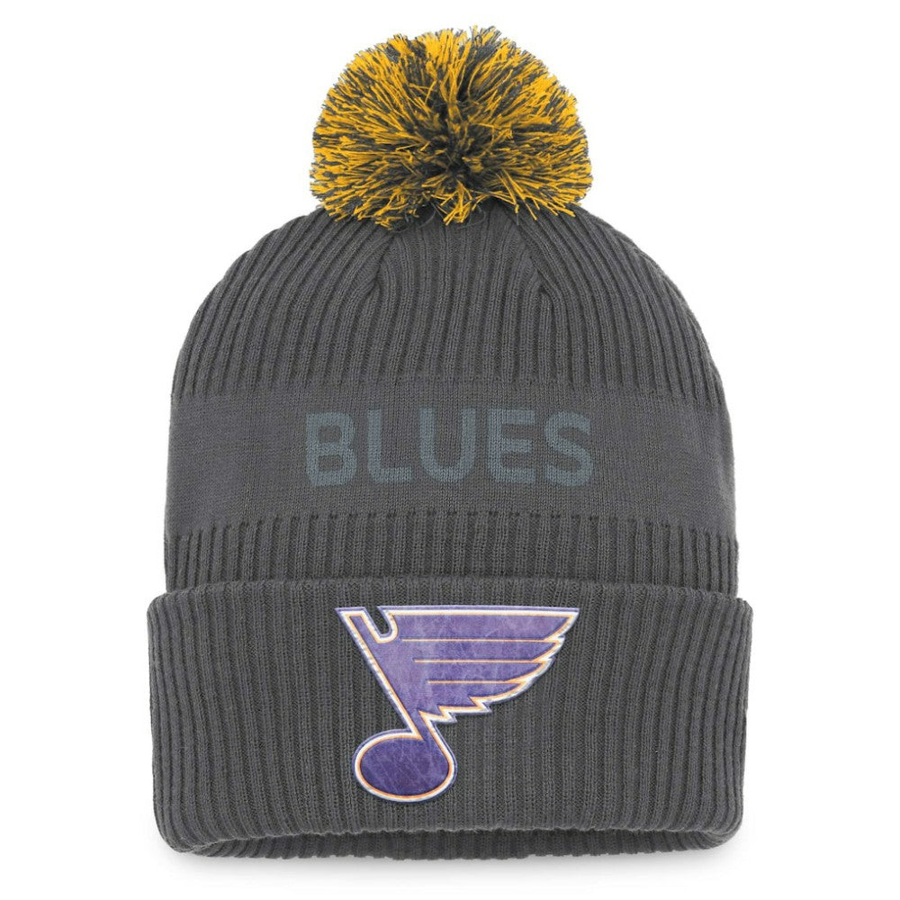 St. Louis Blues Fanatics Authentic Pro Home Ice Cuffed Knit Hat with Pom Charcoal